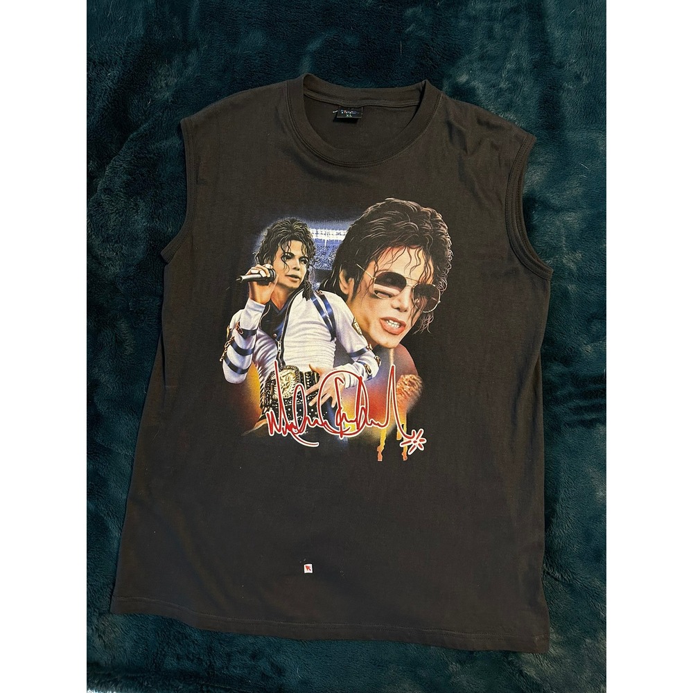 Michael Jackson Romanticism Graphic Muscle Tee Mens XL Black Sleeveless Shirt